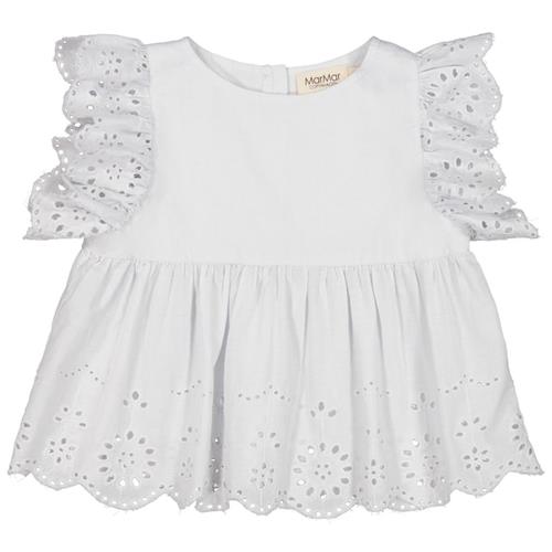 Se MarMar Copenhagen Broderet Bluse Cremefarvet |  | 62 cm ved Babyshop