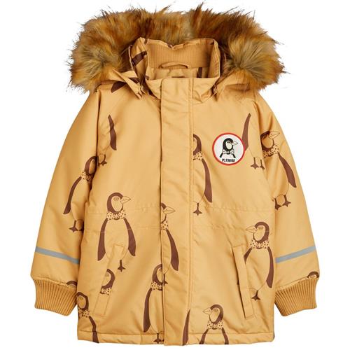 Se Mini Rodini Penguin K2 Mønstret Vinterjakke Beige | Beige | 116/122 cm ved Babyshop