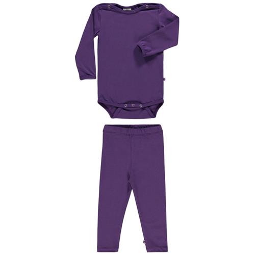 Småfolk Set Body Med Leggings Purple Heart 68 cm  Lilla  68 cm  kvinde