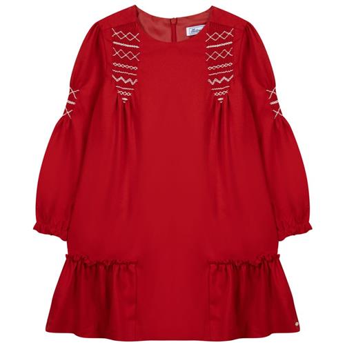 Se Tartine et Chocolat Kjole Med Smock Detaljer Rød | Rød | 4 years ved Babyshop