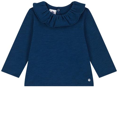 Se Petit Bateau Langærmet T-shirt Med Flæsekrave Navyblå | Marine blå | 12 months ved Babyshop