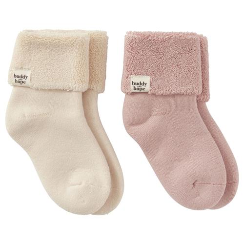 Buddy & Hope 2-pak GOTS Allan Strømper Off White/Pink Mauve | Lyserød | 13-15 EU