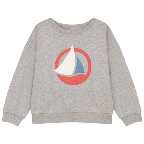 Se Petit Bateau Sweatshirt Med Tryk Gråmeleret | Grå | 6 years ved Babyshop