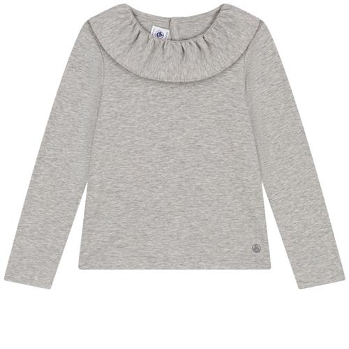 Petit Bateau Langærmet T-shirt Med Flæsekrave Gråmeleret | Grå | 8 years