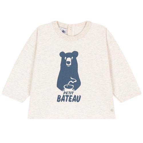 Petit Bateau Langærmet T-shirt Med Tryk Beige | Beige | 6 months