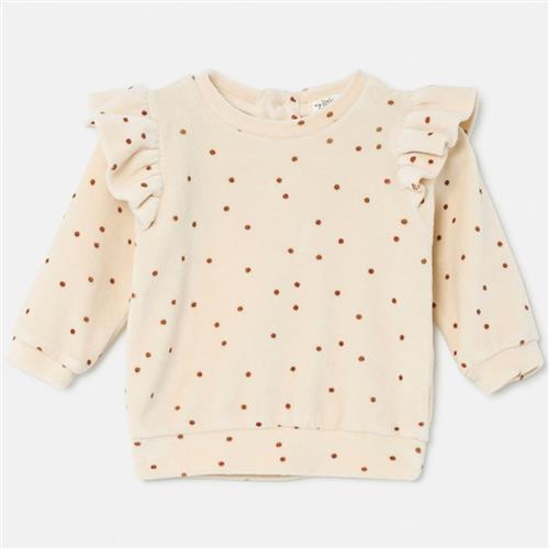 Cozmo Polka Dot Velour Baby Trøje Stone |  | 9 months