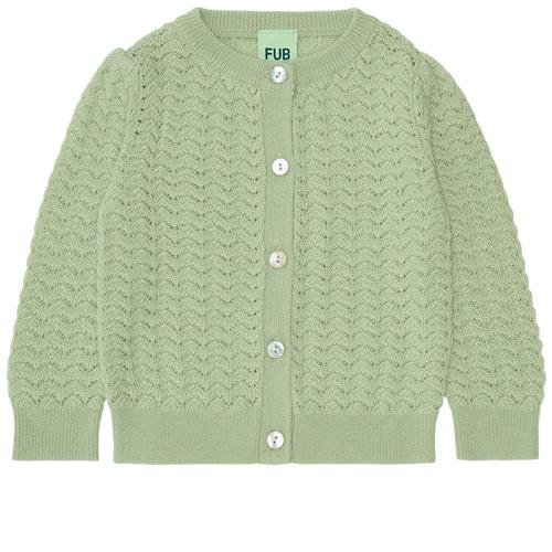 Se FUB Cardigan Med Pointelledetaljer Pistachio | Grønn | 74 cm ved Babyshop