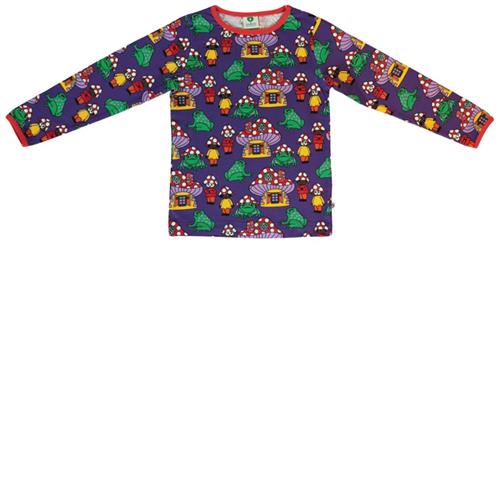 Småfolk Mushroom Houses Mønstret Langærmet T-shirt Purple Heart | Lilla | 7-8 years