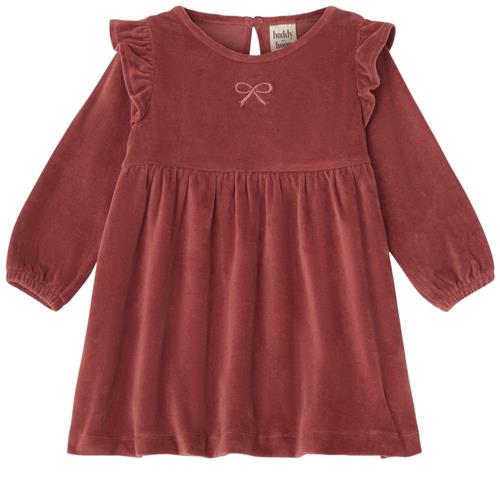 Se Buddy & Hope GOTS Tanja Velour Kjole Lingonberry | Rød | 74/80 cm ved Babyshop