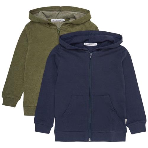 Minymo Basic 2-pak Hættetrøjer Oliven 122 cm  Grøn  122 cm  Unisex