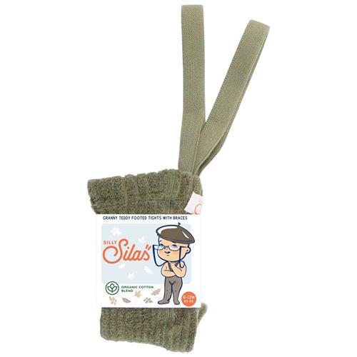 Se Silly Silas GOTS Granny Teddy Strømpebukser Oliven | Grønn | 2-3 years ved Babyshop