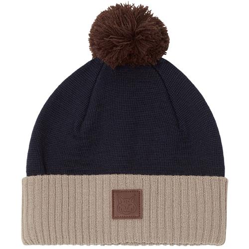 Kuling St Moritz Kontrastfarvet Strikket Hue Navy/Sand | Marine blå | 52/54 cm