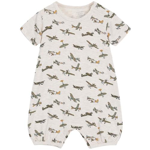 Se Hust&Claire Milu Mønstret Romper Wheat Melange | Beige | 56 cm ved Babyshop