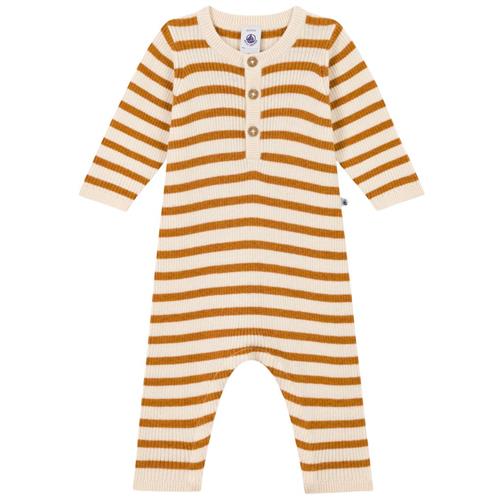Petit Bateau Stribet Heldragt Beige 12 Months  Beige  12 måneder  Unisex