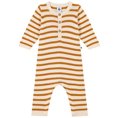 Petit Bateau Stribet Heldragt Beige | Beige | 12 months