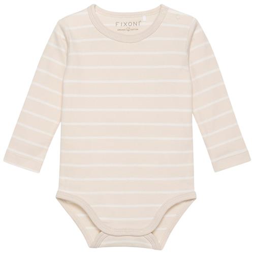 Se Fixoni Stribet Babybody Oatmeal | Beige | 86 cm ved Babyshop