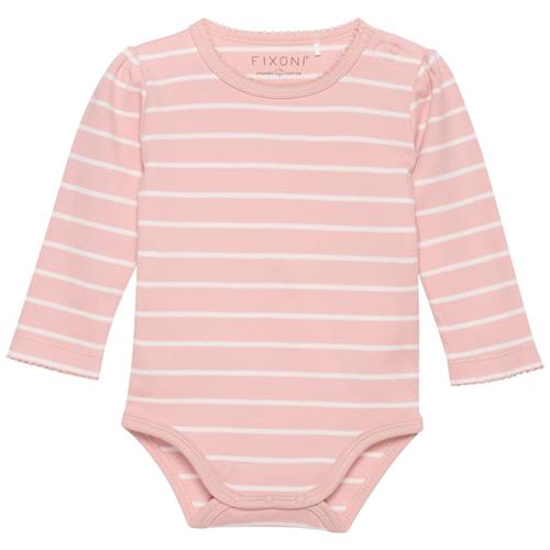 Se Fixoni Stribet Babybody Misty Rose | Lyserød | 56 cm ved Babyshop