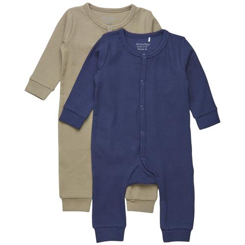 Minymo 2-pak Heldragter Navyblå 68 cm  Marineblå  68 cm  Unisex