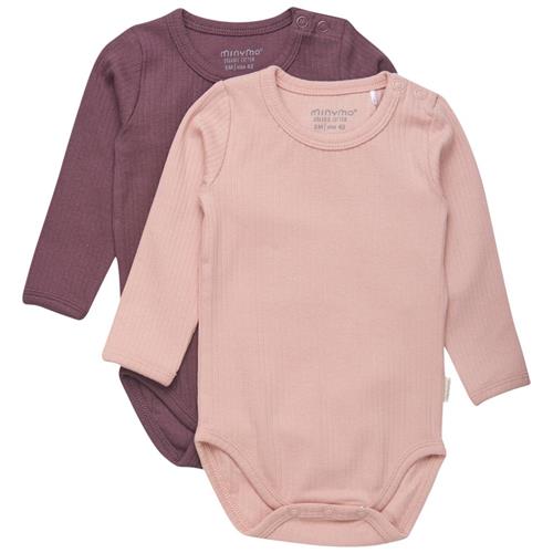 Se Minymo 2-pak Babybodyer Misty Rose | Lyserød | 68 cm ved Babyshop