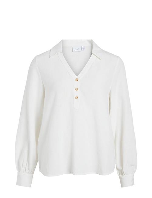 Vila Viprisilla V-Neck L/S Shirt Vila White