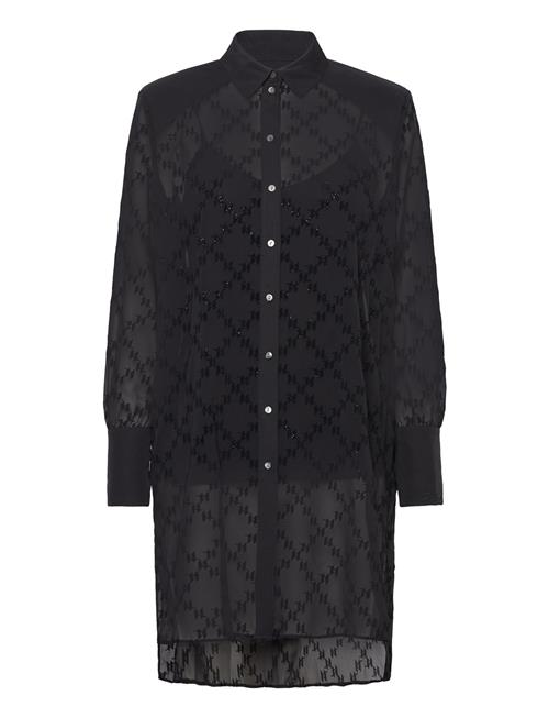 Karl Lagerfeld Monogram Glitter Flock Tunic Karl Lagerfeld Black