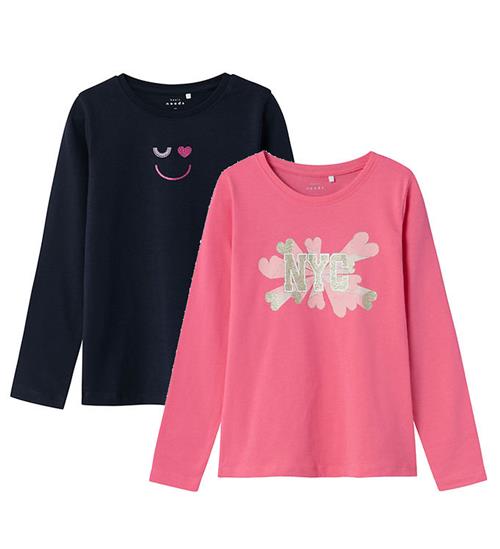 Se Name It Bluse - 2-pak - NkfVeen - Camellia Rose m. Glitter ved KidsWorld