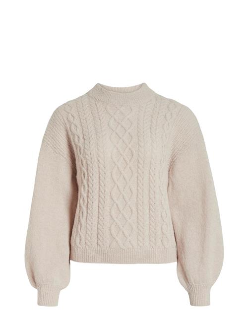 Se Vila Vichinti O-Neck Cable Knit Top-Noos Vila Beige ved Booztlet