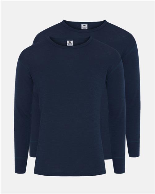 Langærmet t-shirt 2-pak | 100 merino uld | Navy