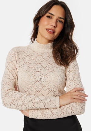 BUBBLEROOM Turtleneck  Lace Top  Light beige M