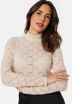 BUBBLEROOM Turtleneck  Lace Top  Light beige XL