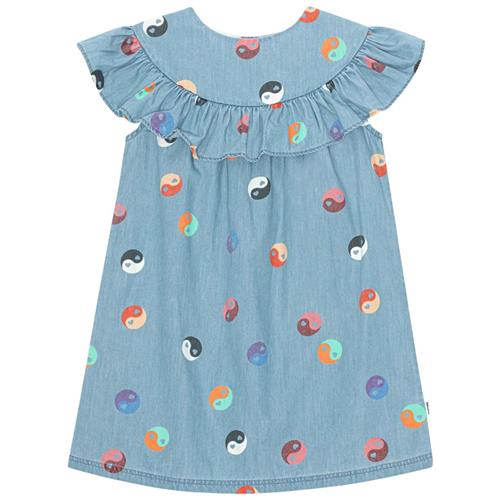 Se Molo GOTS Celia Kjole Yin Yang Mini | Blå | 98/104 cm ved Babyshop