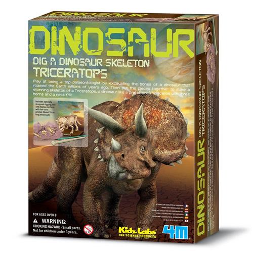 Se 4M KidzLabs Dig a Dinosaur Skeleton - Triceratops Videnskabssæt | Grønn | 6-10 ved Babyshop