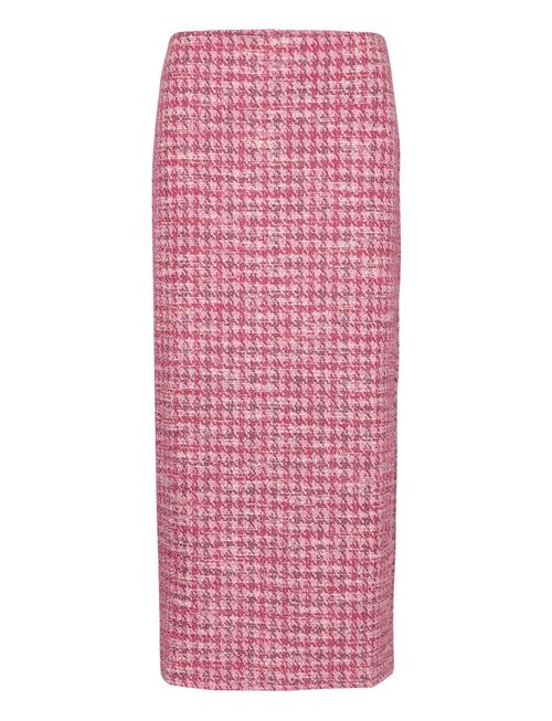 Houndstooth Tweed Skirt Mango Pink