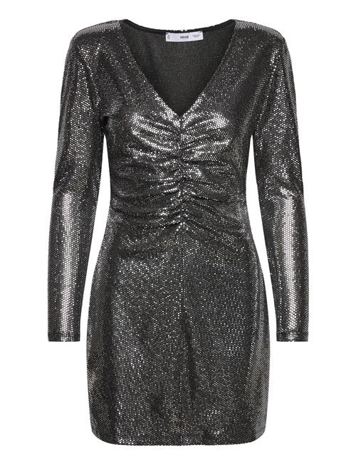 Mango Pursed Sequined Dress Mango Silver