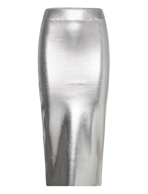 Mango Metallic Midi Skirt Mango Silver