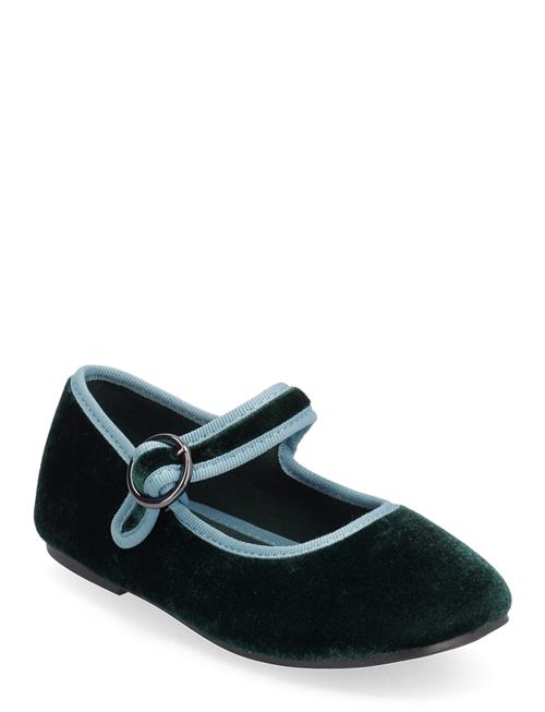 Mango Velvet Ballerinas Mango Green