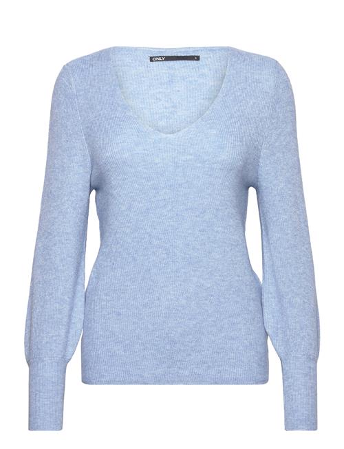 Se ONLY Onlatia L/S V-Neck Cuff Knt Noos ONLY Blue ved Booztlet