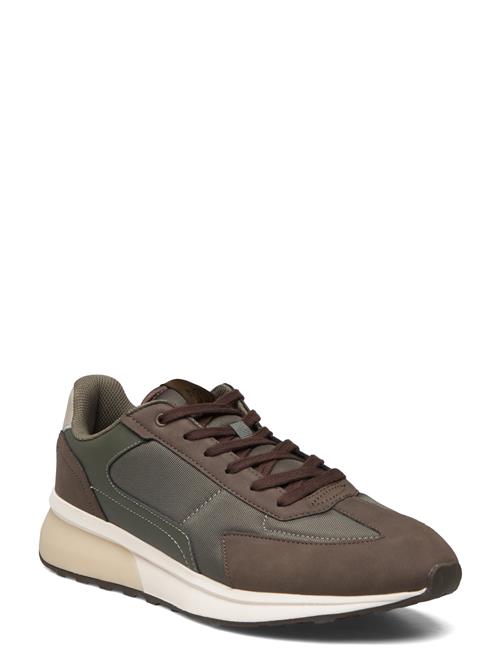 Se Mango Leather Mixed Sneakers Mango Khaki ved Booztlet