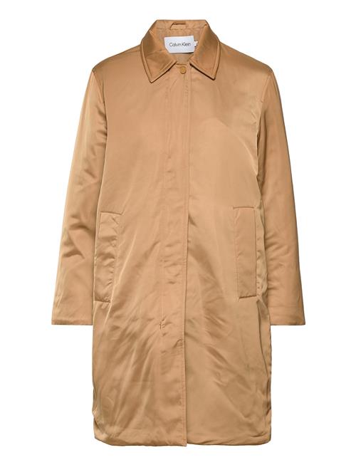 Calvin Klein Minimal Padded Satin Coat Calvin Klein Brown