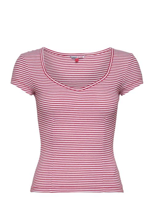 Se Tommy Jeans Tjw Bby Stripe Ss Top Tommy Jeans Red ved Booztlet