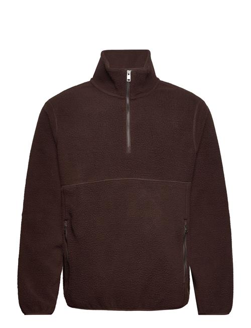 Se Mango Zip-Neck Fleece Sweatshirt Mango Brown ved Booztlet