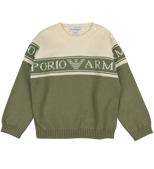 Se Emporio Armani Bluse - Strik - Fantasia Verde m. Hvid ved KidsWorld