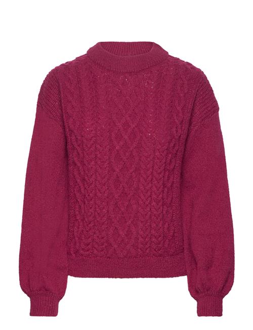 Se Vila Vichinti O-Neck Cable Knit Top-Noos Vila Red ved Booztlet