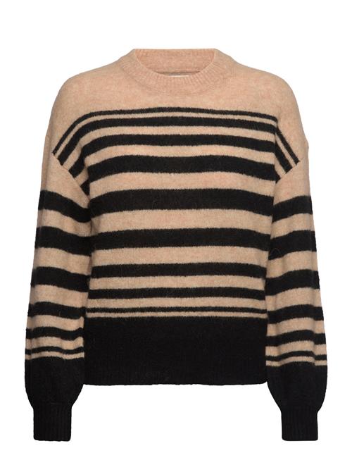 Se Nümph Nuriette Stripe Pullover Nümph Beige ved Booztlet