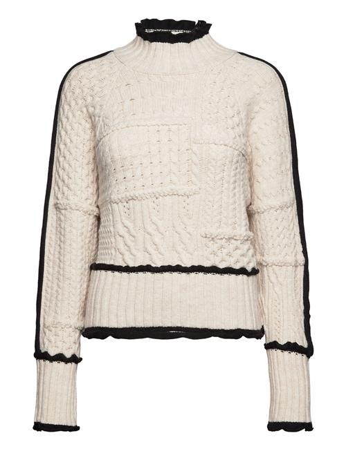 Se Mango Cable-Knit Sweater With Contrasting Trim Mango Cream ved Booztlet