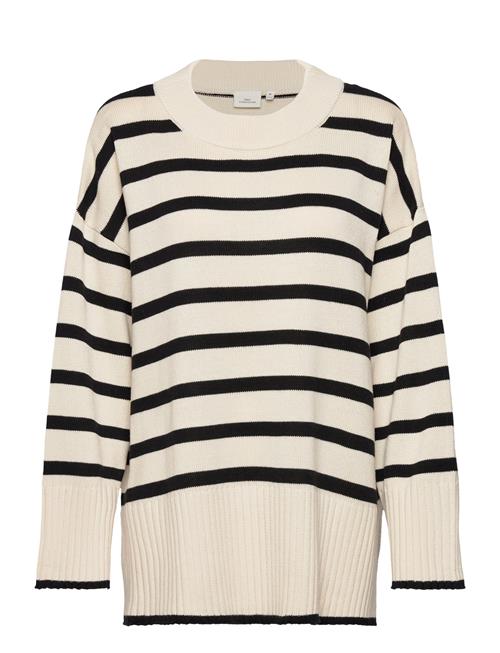 Carhella Ls Loose Striped O-Neck Knt ONLY Carmakoma Cream