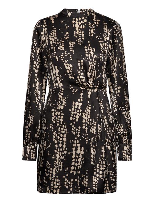 Mango Pleat Printed Dress Mango Black