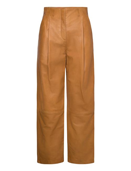 GANT D1. Pleated Leather Pants GANT Brown