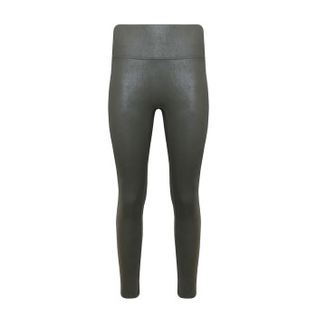 Magic Leather Look Legging Mørkgrøn  Large Dame