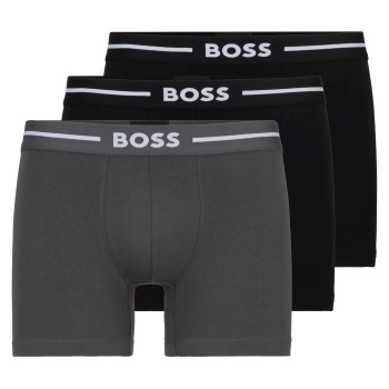 BOSS 3P Boxer Bold Brief Sort/Grå bomuld Medium Herre